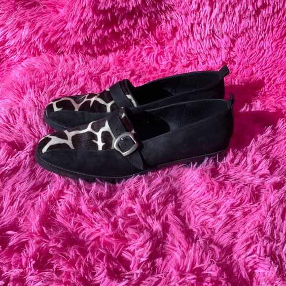 Donald J Pliner calf hair cow print buckle loafers size 9.5 - Picture 1 of 9